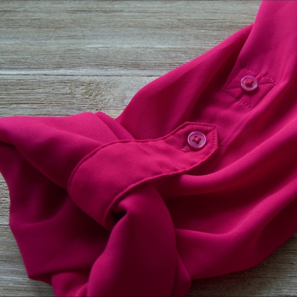 Express Portofino Pink Dress Shirt Top Blouse Button Down - Picture 4 of 5